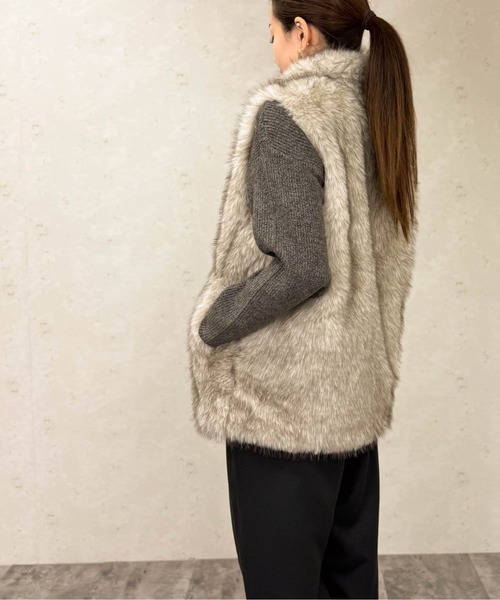 Per sist ence（パーシエンス）の「フェイクファースタンドカラージレ（その他アウター・レディース・ブラウン/ベージュ/ブラック/ライトベージュ/グレイッシュベージュ/グレー・ONE SIZE）」の18枚目の写真