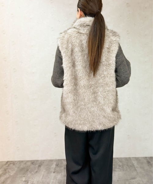 Per sist ence（パーシエンス）の「フェイクファースタンドカラージレ（その他アウター・レディース・ブラウン/ベージュ/ブラック/ライトベージュ/グレイッシュベージュ/グレー・ONE SIZE）」の17枚目の写真