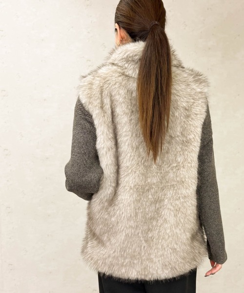 Per sist ence（パーシエンス）の「フェイクファースタンドカラージレ（その他アウター・レディース・ブラウン/ベージュ/ブラック/ライトベージュ/グレイッシュベージュ/グレー・ONE SIZE）」の19枚目の写真