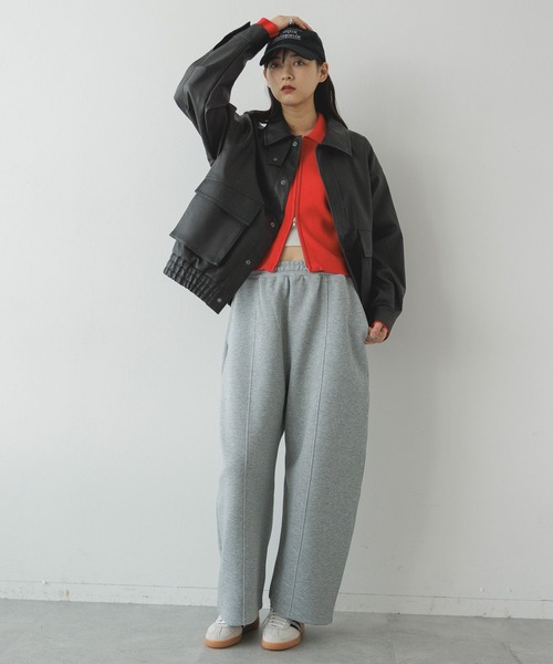 RAGEBLUE（レイジブルー）の「Wジップコンパクトリブニット（ニット/セーター・レディース・ダークブラウン/レッド・FREE）」の3枚目の写真