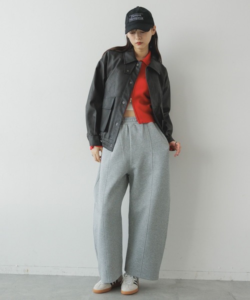 RAGEBLUE（レイジブルー）の「Wジップコンパクトリブニット（ニット/セーター・レディース・ダークブラウン/レッド・FREE）」の4枚目の写真