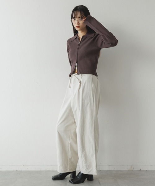 RAGEBLUE（レイジブルー）の「Wジップコンパクトリブニット（ニット/セーター・レディース・ダークブラウン/レッド・FREE）」の9枚目の写真