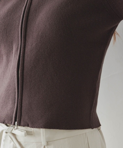 RAGEBLUE（レイジブルー）の「Wジップコンパクトリブニット（ニット/セーター・レディース・ダークブラウン/レッド・FREE）」の17枚目の写真