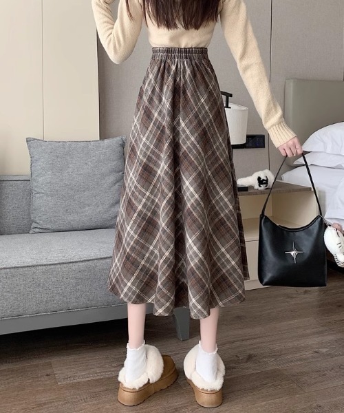 Teem Store(チームストア)の「チェック柄ロングスカート(スカート・レディース・ブラウン/グレー・M/L)」の13枚目の写真