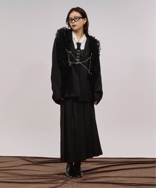 Ezick（エジック）の「back tuck jacket バックタックテーラードジャケット/セットアップ対応（テーラードジャケット・レディース・ブラック/グレー・FREE）」の11枚目の写真