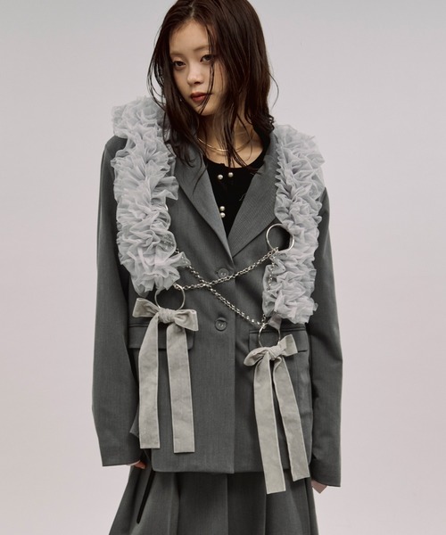 Ezick（エジック）の「back tuck jacket バックタックテーラードジャケット/セットアップ対応（テーラードジャケット・レディース・ブラック/グレー・FREE）」の20枚目の写真