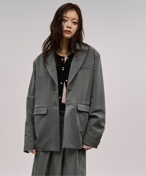 Ezick（エジック）の「back tuck jacket バックタックテーラードジャケット/セットアップ対応（テーラードジャケット・レディース・ブラック/グレー・FREE）」の14枚目の写真