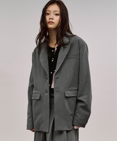 Ezick（エジック）の「back tuck jacket バックタックテーラードジャケット/セットアップ対応（テーラードジャケット・レディース・ブラック/グレー・FREE）」の15枚目の写真