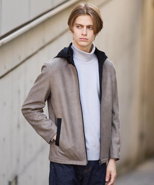 TAKEO KIKUCHI（タケオキクチ）の「【JUST ONE LAYER】ダウンファブリック ジップアップ フード ブルゾン（ブルゾン・メンズ・チャコールグレー/サンドベージュ/ネイビー・01/05/04/02/03）」の3枚目の写真