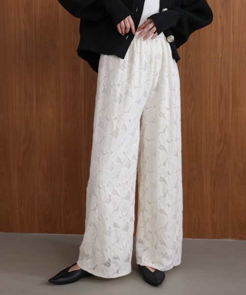 Bou Jeloud(ブージュルード)の「起毛レースワイドパンツ(その他パンツ・レディース・ブラック/オフホワイト・FREE)」の8枚目の写真