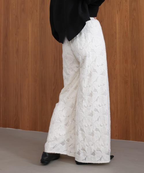 Bou Jeloud(ブージュルード)の「起毛レースワイドパンツ(その他パンツ・レディース・ブラック/オフホワイト・FREE)」の9枚目の写真