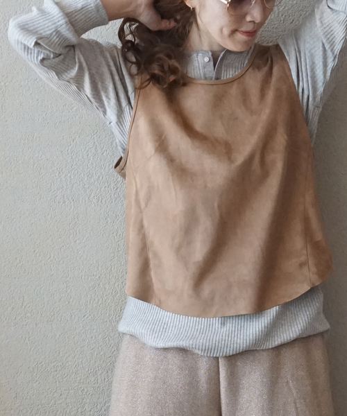 JOURNAL STANDARD LUXE（ジャーナルスタンダード　ラックス）の「テレコ ヘンリーN-プルオーバー（Tシャツ/カットソー・レディース・チャコールグレー/ベージュ・FREE）」の9枚目の写真