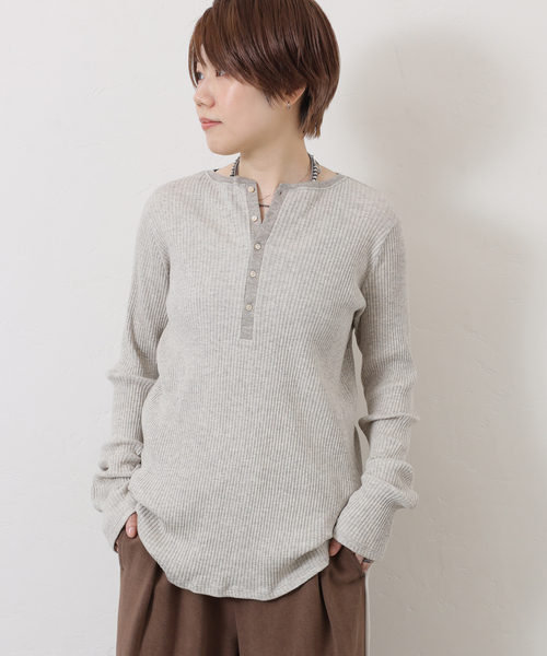 JOURNAL STANDARD LUXE（ジャーナルスタンダード　ラックス）の「テレコ ヘンリーN-プルオーバー（Tシャツ/カットソー・レディース・チャコールグレー/ベージュ・FREE）」の15枚目の写真
