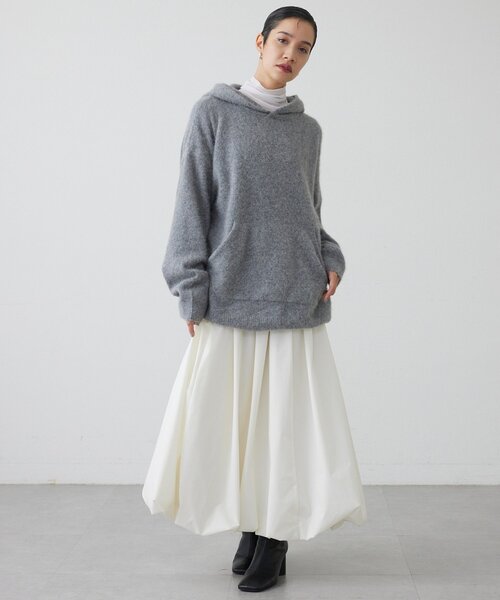 THE PAUSE(ザ ポーズ)の「【THE PAUSE】ファーニットフーディープルオーバー(ニット/セーター・レディース・グレー/ライトベージュ・FREE)」の6枚目の写真