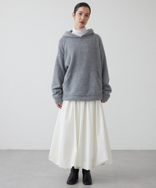 THE PAUSE(ザ ポーズ)の「【THE PAUSE】ファーニットフーディープルオーバー(ニット/セーター・レディース・グレー/ライトベージュ・FREE)」の7枚目の写真