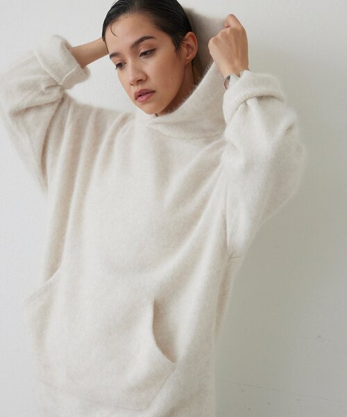 THE PAUSE(ザ ポーズ)の「【THE PAUSE】ファーニットフーディープルオーバー(ニット/セーター・レディース・グレー/ライトベージュ・FREE)」の11枚目の写真