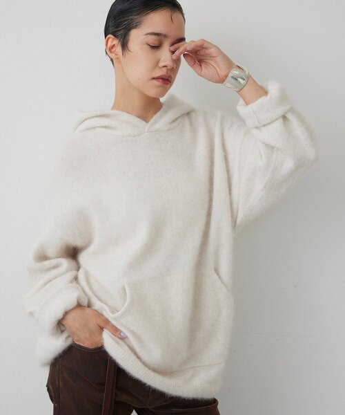 THE PAUSE(ザ ポーズ)の「【THE PAUSE】ファーニットフーディープルオーバー(ニット/セーター・レディース・グレー/ライトベージュ・FREE)」の12枚目の写真