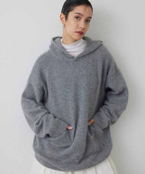 美品✨MACKINTOSH LONDON スフレムースニットフーディー　グレー アルパカブレンドニットカーディガン(トップス)｜MACKINTOSH LONDON