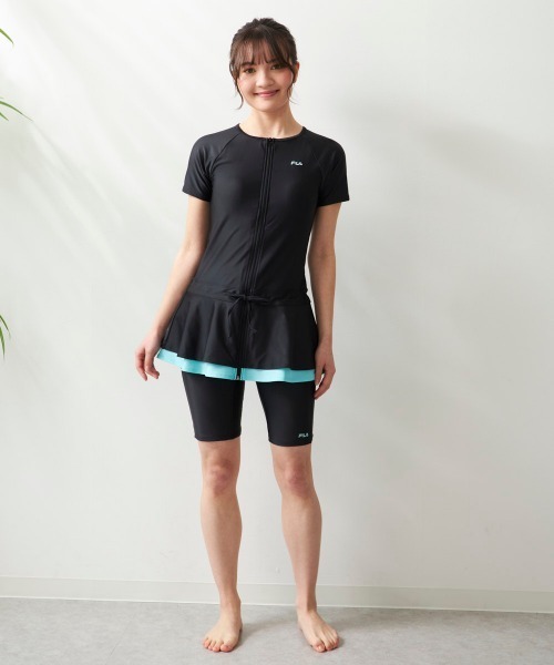 FILA(フィラ)の「【FILA/フィラ】レディースフィットネス水着 セパレート水着 チュニック フリル 体型カバー ヨガウェア ピラティス トレーニングウェア(水着・レディース・ブラック×ピンク/ブラック×グリーン・LARGE/X-LARGE/XX-LARGE/XXX-LARGE/MEDIUM)」の14枚目の写真