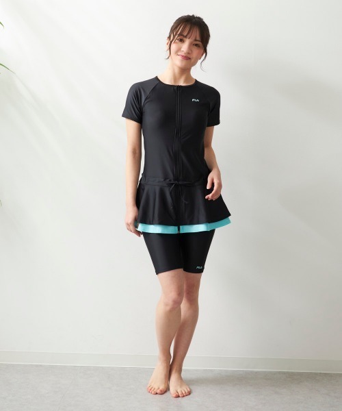 FILA(フィラ)の「【FILA/フィラ】レディースフィットネス水着 セパレート水着 チュニック フリル 体型カバー ヨガウェア ピラティス トレーニングウェア(水着・レディース・ブラック×ピンク/ブラック×グリーン・LARGE/X-LARGE/XX-LARGE/XXX-LARGE/MEDIUM)」の15枚目の写真