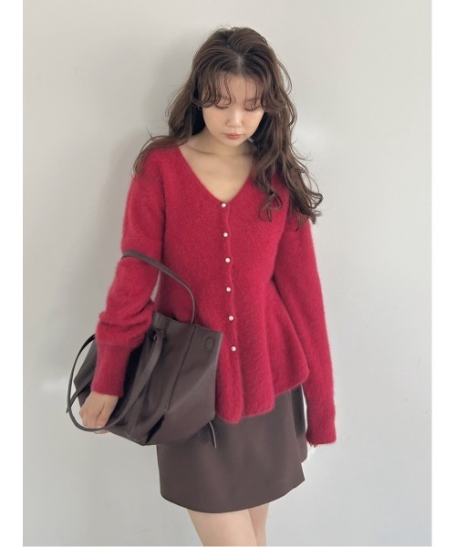 FRAY I.D（フレイアイディー）の「フォックスカシミアペプラムカーディガン（カーディガン/ボレロ・レディース・ボルドー/アイボリー/グレー・F）」の20枚目の写真