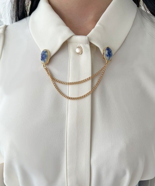 an another angelus(アンアナザーアンジェラス)の「ローズカメオブローチ付きブラウス/fint フィント(シャツ/ブラウス・レディース・ピンクベージュ/オフホワイト・FREE)」の6枚目の写真