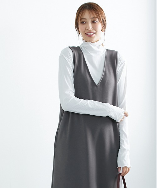 slattgir(スラットジール)の「高身長 裏シャギー マキシ丈Vネックジャンスカ(トールサイズ)(ワンピース・レディース・ブラック/カーキ/チャコール・TM/TL/TLL/T3L/T4L/T5L)」の20枚目の写真