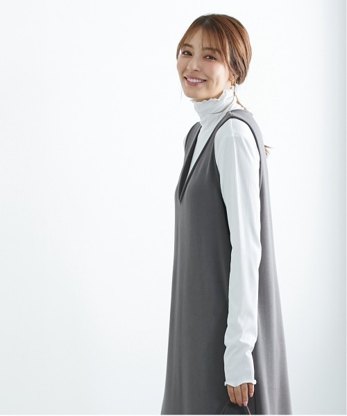 slattgir(スラットジール)の「高身長 裏シャギー マキシ丈Vネックジャンスカ(トールサイズ)(ワンピース・レディース・ブラック/カーキ/チャコール・TM/TL/TLL/T3L/T4L/T5L)」の21枚目の写真