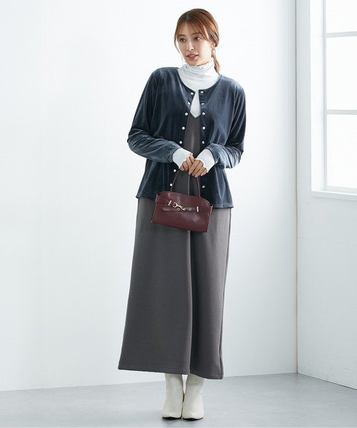 slattgir(スラットジール)の「高身長 裏シャギー マキシ丈Vネックジャンスカ(トールサイズ)(ワンピース・レディース・ブラック/カーキ/チャコール・TM/TL/TLL/T3L/T4L/T5L)」の22枚目の写真