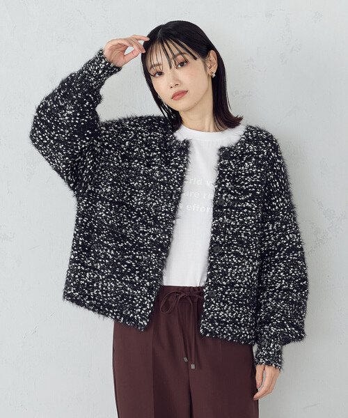 COMME CA ISM(コムサイズム)の「ネップシャギー 2WAY カーディガン(カーディガン/ボレロ・レディース・ブラック系/アイボリー・FREE)」の2枚目の写真