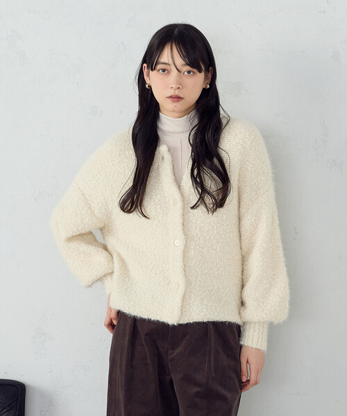 COMME CA ISM(コムサイズム)の「ネップシャギー 2WAY カーディガン(カーディガン/ボレロ・レディース・ブラック系/アイボリー・FREE)」の1枚目の写真