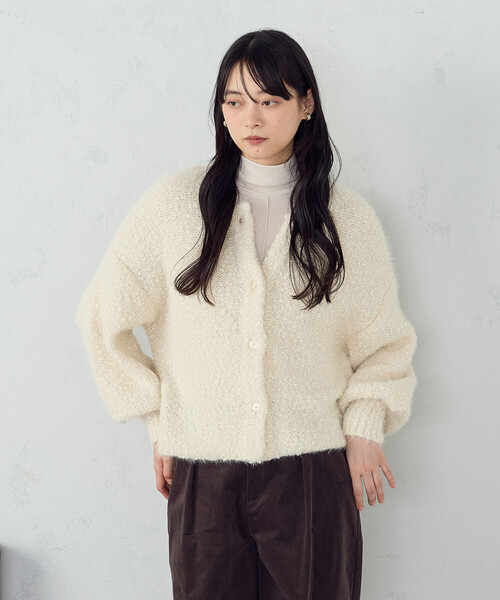 COMME CA ISM(コムサイズム)の「ネップシャギー 2WAY カーディガン(カーディガン/ボレロ・レディース・ブラック系/アイボリー・FREE)」の8枚目の写真