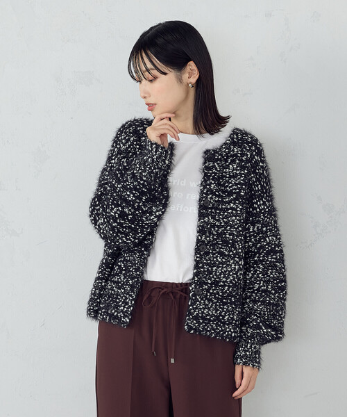 COMME CA ISM(コムサイズム)の「ネップシャギー 2WAY カーディガン(カーディガン/ボレロ・レディース・ブラック系/アイボリー・FREE)」の14枚目の写真
