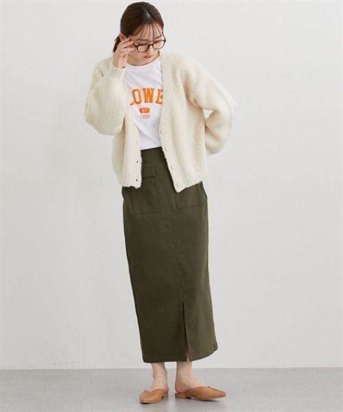 nissen（ニッセン）の「ふんわり起毛加工ジャガードＶネックカーディガン（ニット/セーター・レディース・グリーン/スモークピンク/ブラック/アイボリー・M）」の20枚目の写真