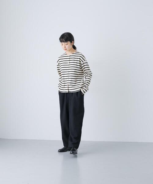 かぐれ（カグレ）の「コットンフライススナップカーディガン（カーディガン/ボレロ・レディース・ブラック/ストライプ・FREE）」の7枚目の写真