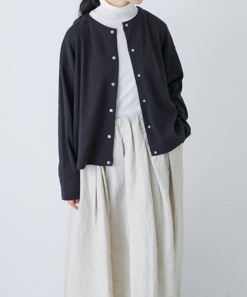 かぐれ（カグレ）の「コットンフライススナップカーディガン（カーディガン/ボレロ・レディース・ブラック/ストライプ・FREE）」の11枚目の写真