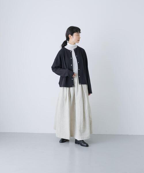 かぐれ（カグレ）の「コットンフライススナップカーディガン（カーディガン/ボレロ・レディース・ブラック/ストライプ・FREE）」の14枚目の写真