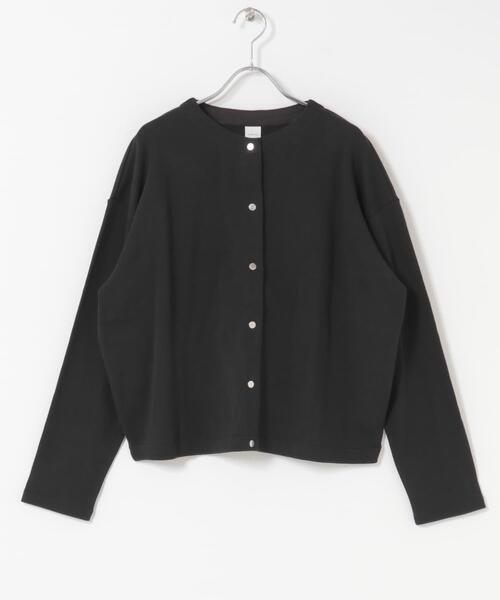 かぐれ（カグレ）の「コットンフライススナップカーディガン（カーディガン/ボレロ・レディース・ブラック/ストライプ・FREE）」の8枚目の写真