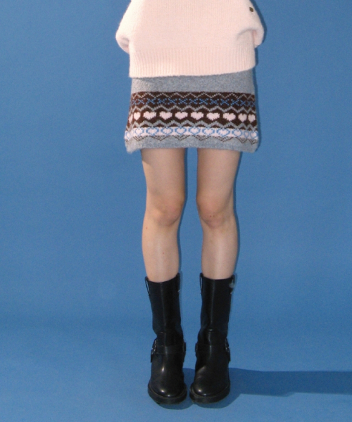 RONRON(ロンロン)の「HEART NORDIC ZIP UP SKIRT GREY(スカート・レディース・その他・FREE)」の1枚目の写真