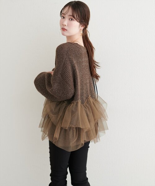 セール】チュール重ねカーディガン（カーディガン/ボレロ）｜natural