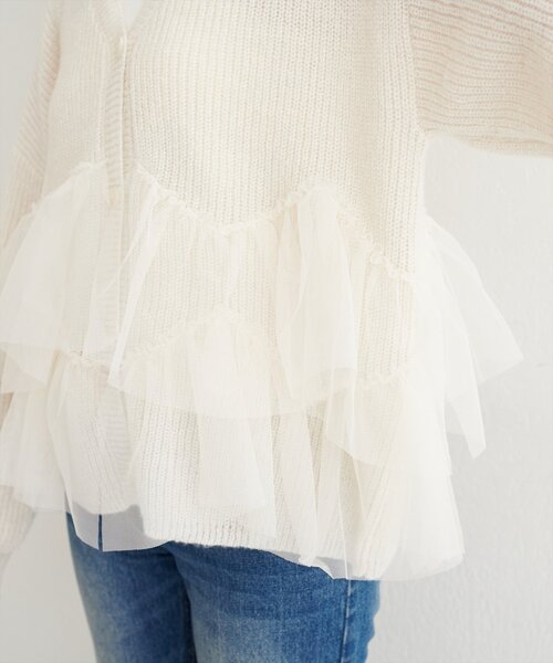 natural couture（ナチュラルクチュール）の「チュール重ねカーディガン（カーディガン/ボレロ・レディース・ライトベージュ/アイボリー/ピンク/ブラウン・FREE）」の15枚目の写真