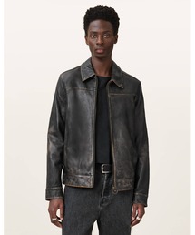 ALLSAINTS（オールセインツ）の「【レザーフェアノベルティ付】ALKAN ZIP UP TWO TONE LEATHER JACKET | ALKAN ジップ アップ ツー トーン レザー ジャケット（その他アウター・メンズ）」