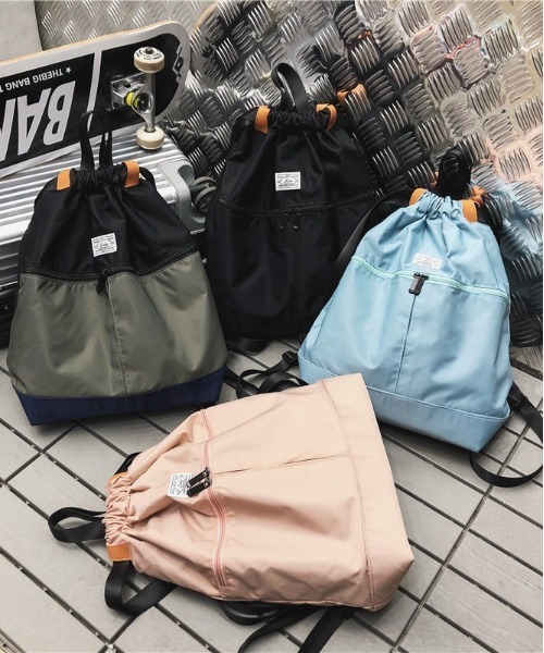 BACKYARD FAMILY（バックヤードファミリー）の「ナップサック プールバッグ 体操着入れ スポーツ 大容量（バックパック/リュック・レディース・ブラック/ピンク/ブラック×グレー/ブルー・FREE）」の7枚目の写真