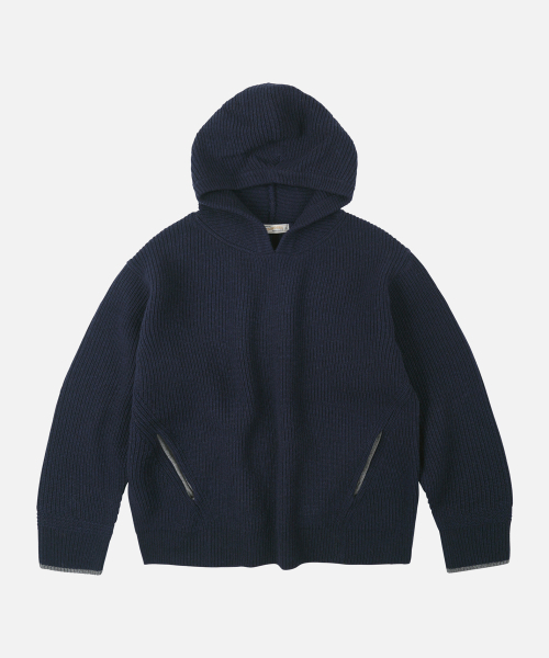KANGAROO KNIT PULLOVER HOODY _ NAVY（ニット/セーター）｜FRIZMWORKS