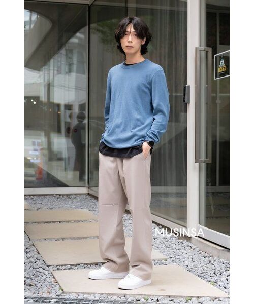 MUSINSA STANDARD（ムシンサスタンダード）の「ジェンダーレスワイドバンディングスラックス[ライトベージュ]（スラックス・レディース・その他・34/32/30/24/26/28/38/42/36）」の6枚目の写真