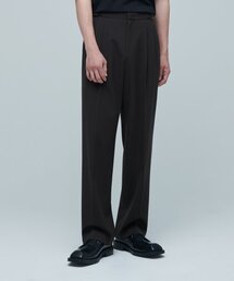 サイドアジャストツーピンタックワイドスラックス[ダークグレー]
