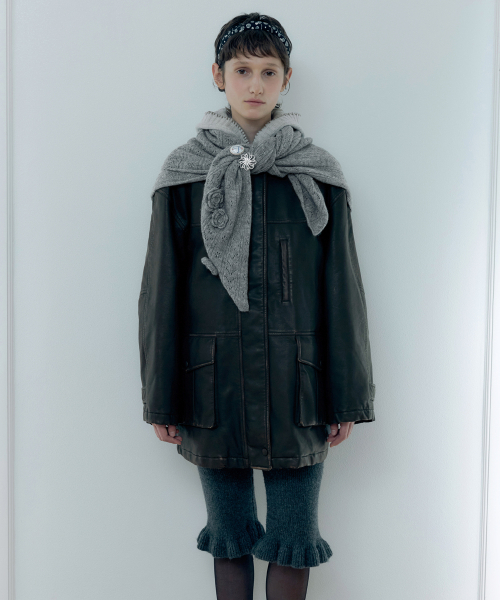SINOON(シヌーン)の「Washing Leather Half Jacket (Brown)(ライダースジャケット・レディース・ブラウン・FREE)」の2枚目の写真