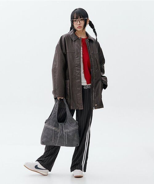 SINOON(シヌーン)の「Washing Leather Half Jacket (Brown)(ライダースジャケット・レディース・ブラウン・FREE)」の7枚目の写真