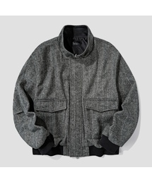 Verdnt（バーダント）の「ハイネックヘリンボーンアウトポケットショートジップアップジャケット[チャコール]（その他アウター）」