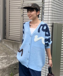LETTER LOGOニットカーディガン